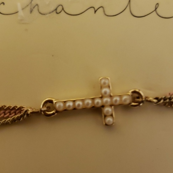 LC Lauren Conrad pearl cross pink strand bracelet - Picture 3 of 4